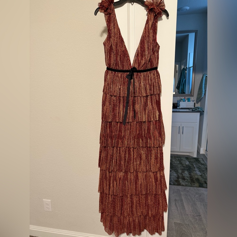 Elegant Tiered Red Dress